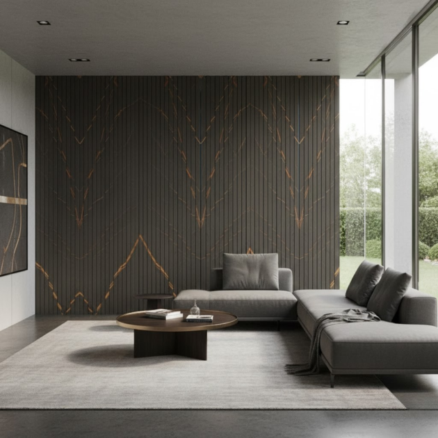 Dark Grey with orange Thunder - Fluted WPC