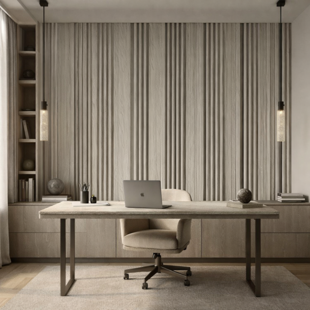 Grey and black pattern-slated WPC