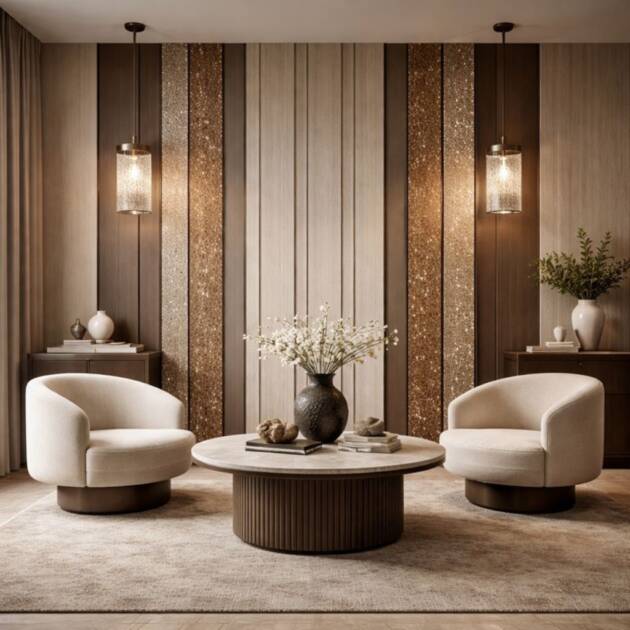 Chocolate Brown with Gold Splash-Slated WPC